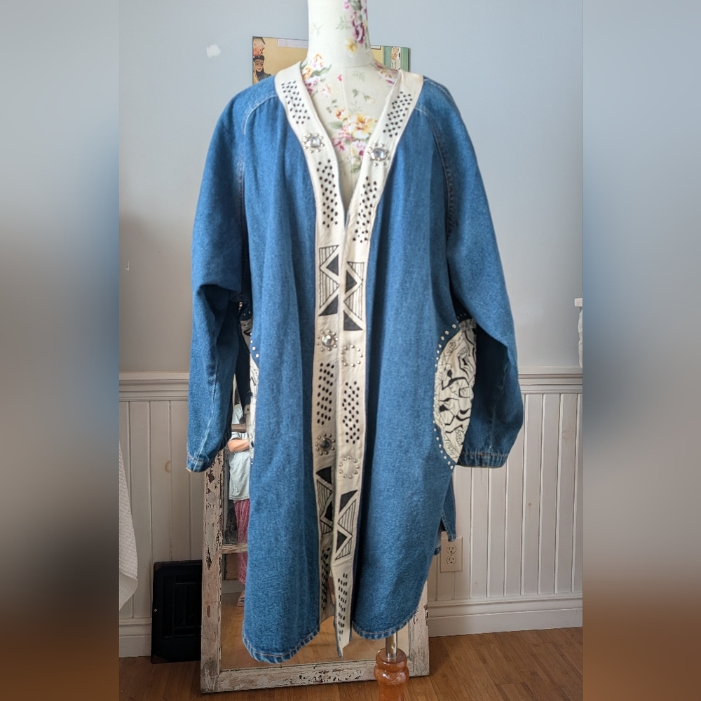 vintage blue‎ Denim Women's Coat/ Kimono